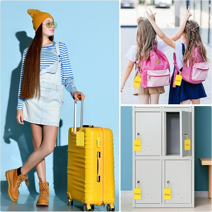 Chunful 500 Pcs Blank Plastic Tags Shipping Tags 3.94"x 2.36" Waterproof Sealing Shipping Labels Bulk Writable Hanging Tag Ties Sealing Strap Reusable Mark Labels for Keys Luggage Logistic(Yellow)