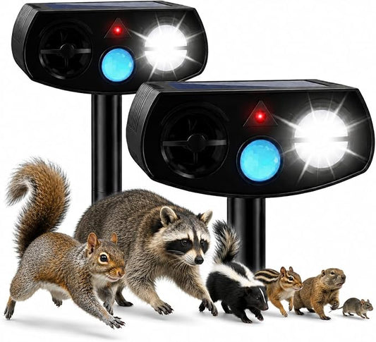 LBingbrother Solar Ultrasonic Animal Repellent Devices with Motion Detection Waterproof, Cat Repellent Outdoor Squirrel Rabbit Bird Dog Raccoon Deterrents Animal Repeller for Yard Garden Farm-Black