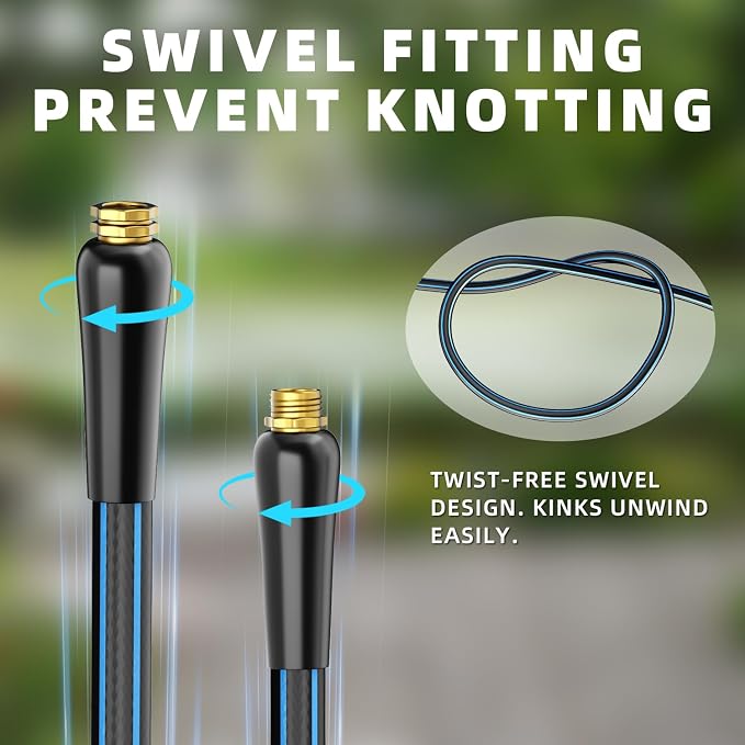 Besiter Heavy Duty Garden Hose 100FT: Water Hose With 10 Function Sprayer - Hose Flexible Swivel Leak-Free Connection Kink-free 5/8" - High Pressure Hose for Gardening Car Washing Watering Outdoor