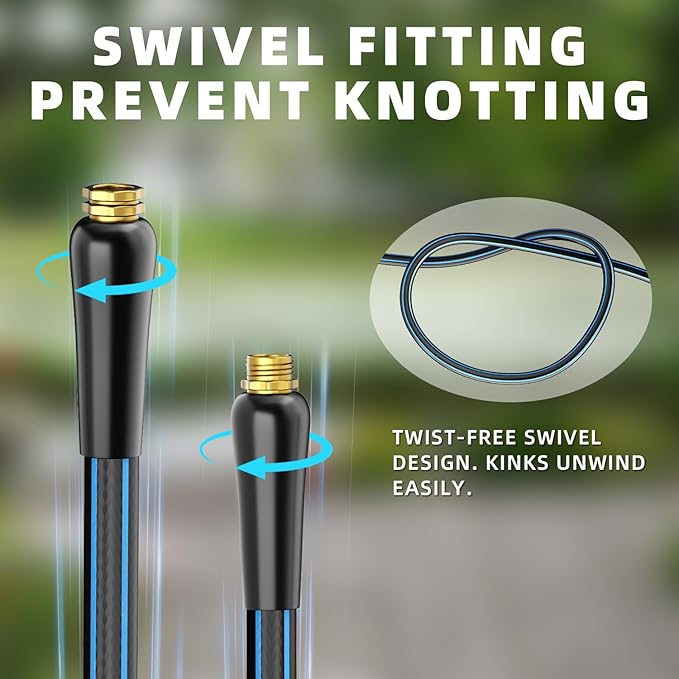 Besiter Heavy Duty Garden Hose 50FT: Water Hose With 10-Pattern Spray Nozzle - Durable Hose with Brass Connect Fittings 5/8" - High Pressure Hose for Outside Gardening Car Washing Watering