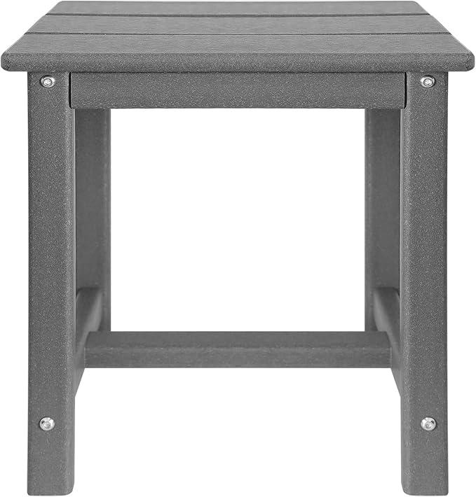 GARDENSTAR Adirondack Square Side Table,one-Tier Outdoor end Table, Patio Side Table for Pool,Porch,Backyard,Relaxing Companion (Grey)