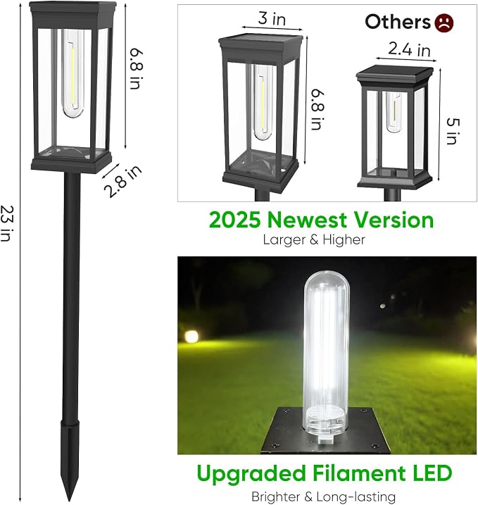 8 Pack Solar Pathway Lights Outdoor,IP65 Waterproof - Bright Solar Lights Outdoor,Auto On/Off Pathway Lights Solar Powered,Solar Path Lights for Walkway Driveway Garden (Cool White)