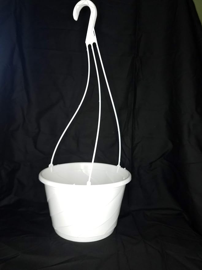 10" Diameter Contempo Swirl Hanging Basket, Green or White, by Landmark Plastics (10, White)