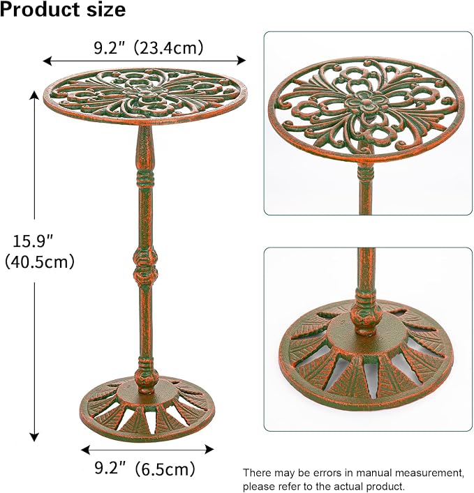 Sungmor Vintage Cast Iron Potted Plant Stand,16" Inch Tall Metal Plant Stand,Heavy Duty Ornate Indoor Outdoor Flower Pot Holder for Garden, Patio, Balcony Decor