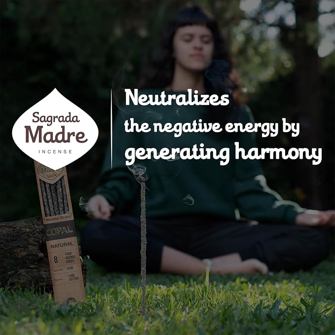 Sagrada Madre 8 pcs Wildly Harvested Thick - Natural Copal Incense Sticks, 9” Long - Eco Friendly, Aromatic Non Toxic Incense Sticks (1hr Burning Time) to Heal & Purify Your Body and Surroundings