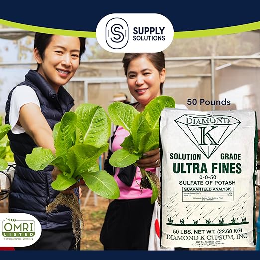 Supply Solutions Sulfate of Potash 0-0-50 Plant Fertilizer- Potassium Fertilizer for Indoor Plants Food, Outdoor, Flowers, Gardens, Fruit, Lawn - Potassium Plant Food with Nutrients (50 Pounds)