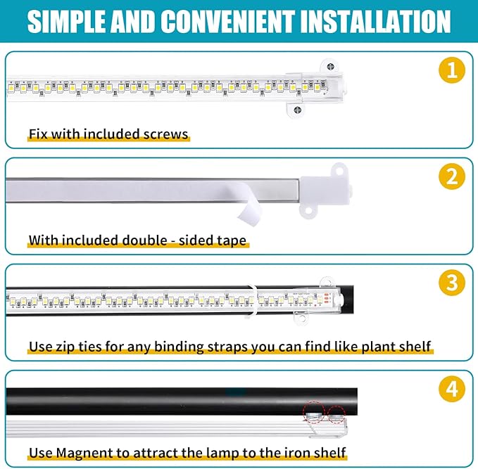 Hywyimlait 3 Head LED Grow Light Strips for Indoor Plants Full Spectrum 3500K, 144 LEDs Plant Light Bar with 3/9/12H Timer, 10 Dimmable Levels for Seedling Succulent, 13 Inches