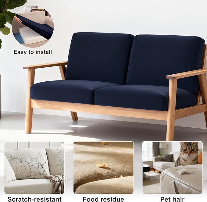 BIETYONE 4Pcs Patio Stretch Cushion Covers,Outdoor Sofa Replacement Cover Slipcovers for Patio Furniture Cushion Covers, Washable Reusable Furniture Protector