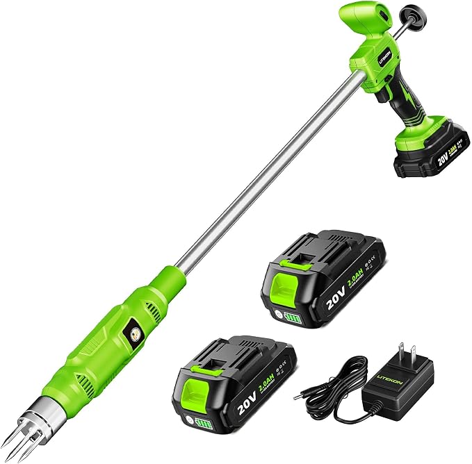 LITEKON Electric Cordless Weed Puller Tool, 20V Battery Powered Stand Up Weeder with 2.0Ah Battery & Fast Charger, Puller Tool with Long Handle, Crabgrass Piller& Dandelion Remover for Garden, Green