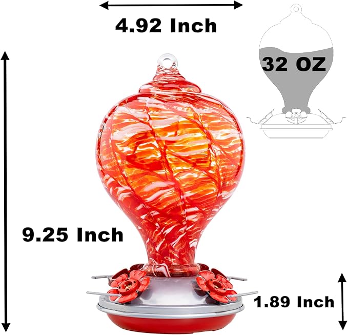 Muse Garden Hummingbird Feeders Blown Glass Hummingbird Feeder, Garden Backyard Decor, 32OZ, Lollipop | Muse Garden Hummingbird Feeders Blown Glass Hummingbird Feeder, Garden Backyard Decor, 32OZ, Lollipop