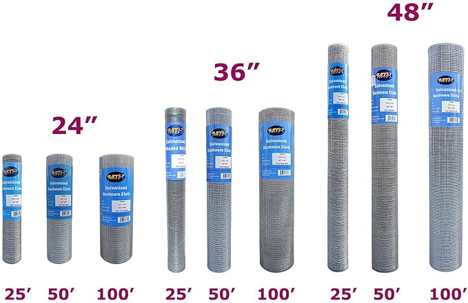 Galvanized After Welding Hardware Cloth 48 in x 50 ft - 1/4 x1/4 inch Mesh 23GA