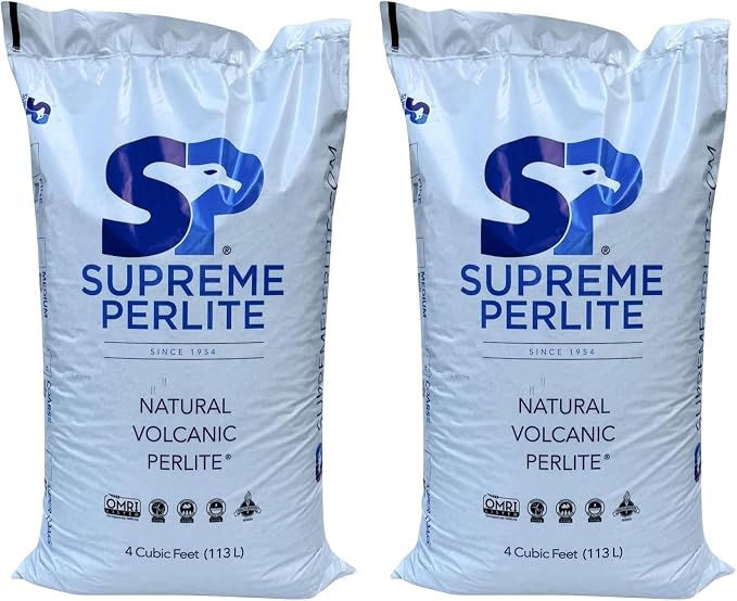 Supreme Perlite 2 Pack Medium Horticultural Perlite for Potting Soil, Seed Starting, Propagation, Organic Gardening & Soil Aeration, 4 Cu Ft Bag
