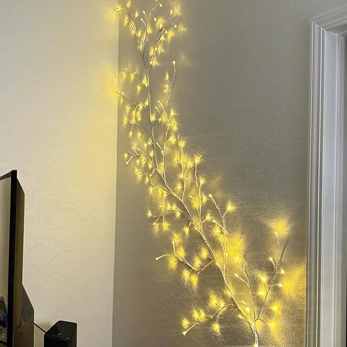 Enchanted Willow Vine Lights with Remote, 18 Branches 144 LEDs Lighted Willow Vine for Wall Decor, Indoor Christmas Swags Decorations for Bedroom, Living Room & Home Decor