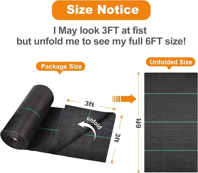AMAGABELI GARDEN & HOME 6ft x 300ft Weed Barrier Landscape Fabric 3.2oz Garden Cloth Heavy Duty Weed Control Blocker Mat Gardening Ground Cover Non Woven Geotextile Block Fabric Driveway Underlayment