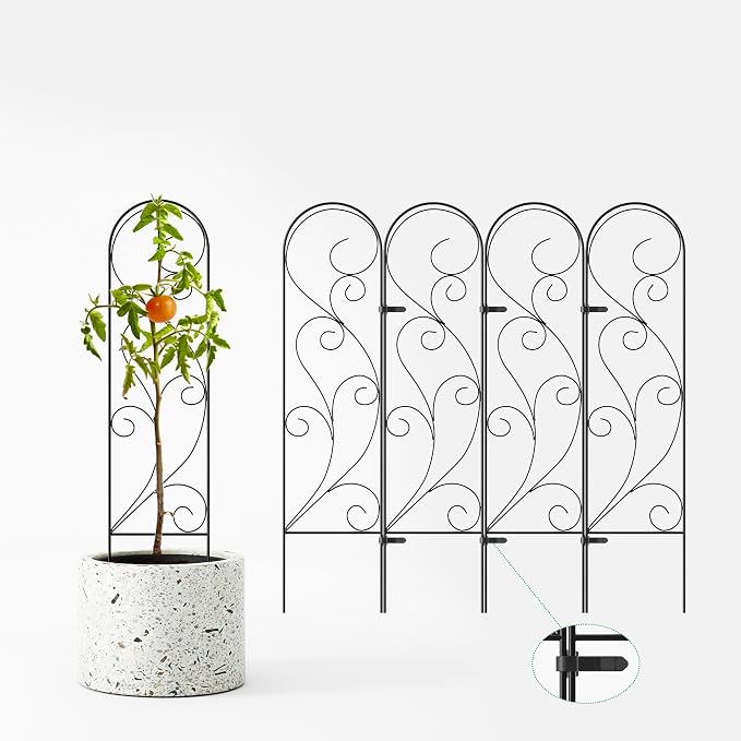 Zhongma 4 Pack 32" Metal Plant Trellis for Potted Plants Climbing,Indoor and Outdoor Fence Plant Support Trellis for Flower and Vagetable