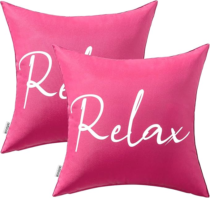 MIULEE Outdoor Waterproof Throw Pillow Covers Set of 2 Relax Decorative Outdoor Square Pillowcases for Chair Patio Garden Couch Tent Balcony Sofa Hot Pink 18x18 Inch