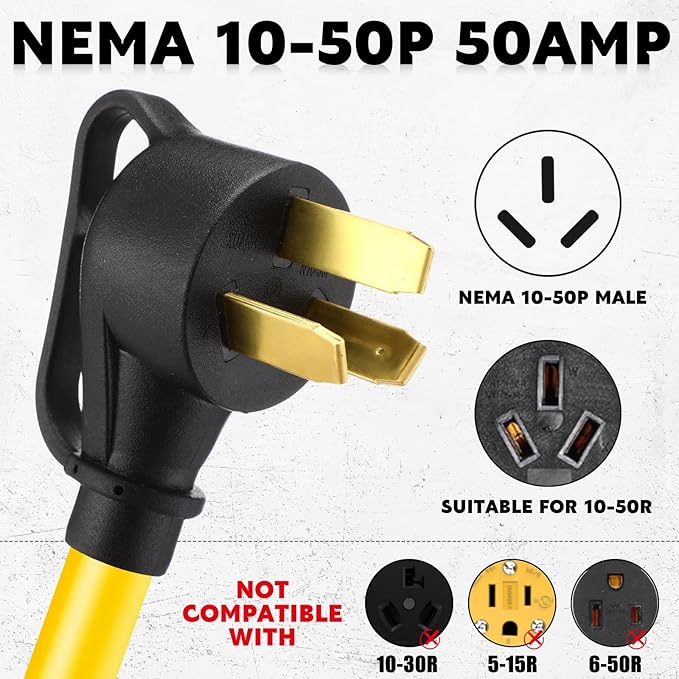 Tellegloww NEMA 10-50P to L14-30R 30 Amp Generator Transfer Switch Adapter Cord, 50Amp 3 Prong Old Dryer Outlet to 4 Prong Generator Locking Plug Adapter, STW 10 AWG, 1FT, ETL Listed