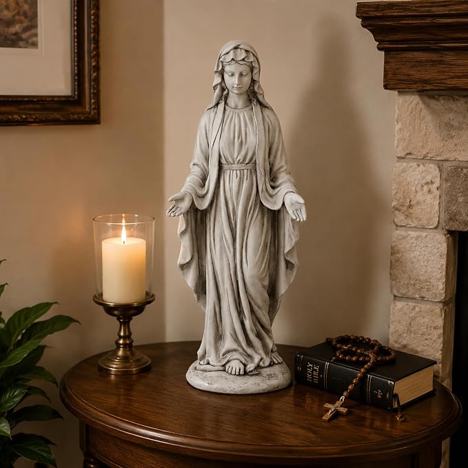 Virgin Mary Statue Outdoor, Large 30 Inch Religious Garden Statue, Blessed Mother Mary Statues Catholic, Durable Weather MGO Stone Sculptures Decor, Lawn Art for Home,Yard,Patio,Forch