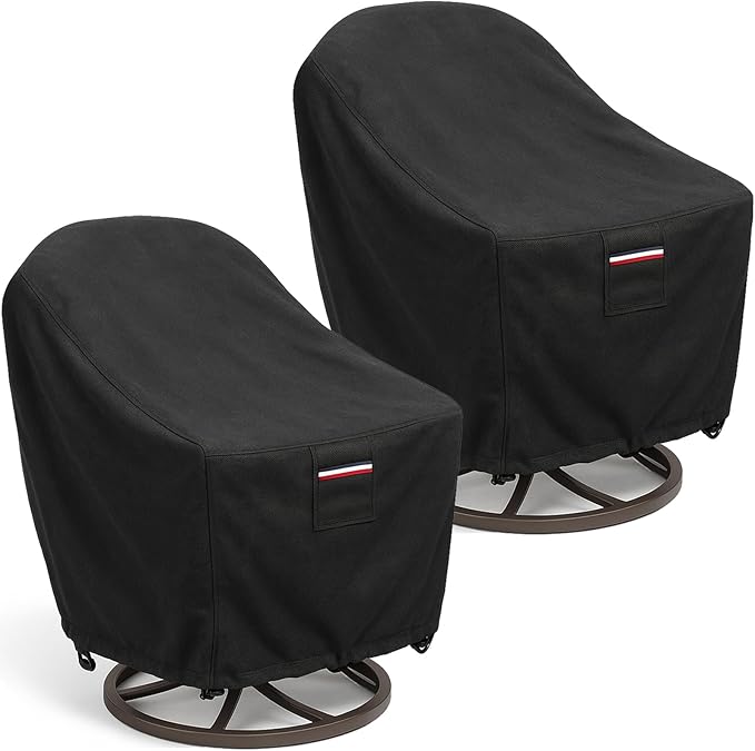 Waterproof Patio Chair Covers, 30W x 34D x 36H inches Heavy Duty Outdoor Furniture Protection Cover Weather Resistant 600D Oxford 2-Pack, Black