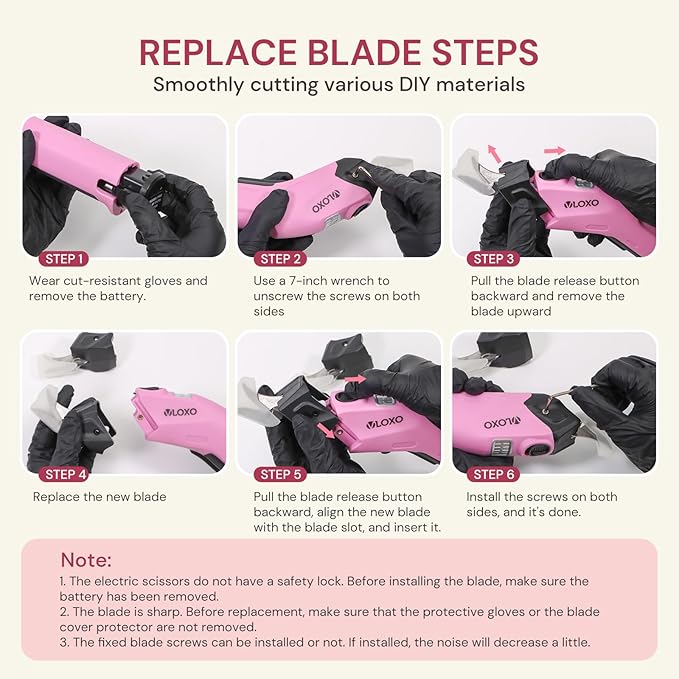 VLOXO Cordless Electric Scissors, 4V Rechargeable Power Scissors Cardboard Cutter with Replacement Blade/Battery Powerful Fabric Cutter for Carpet Plastic Leather(pink) Y4008