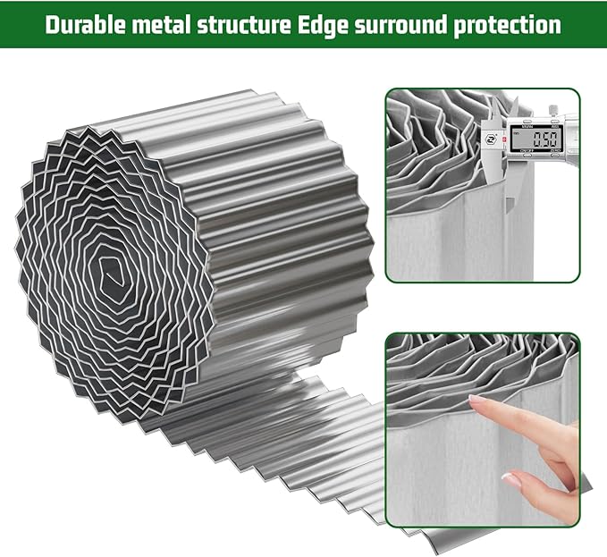 SnugNiture Corrugated Metal Garden Edging,10" x 20' Sturdy Lawn Edging Border,Landscape Edging Border for Lawn, Flower Bed,Garden and Yard
