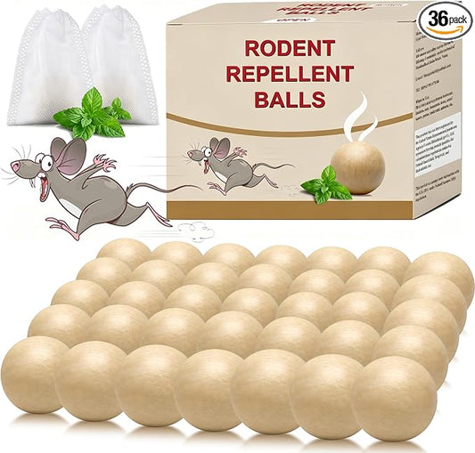 Mouse Rodent Repellent 36 Balls,Peppermint Lemon Oil Mice Repellent forMice Squirrel Rats Spider Pests, Natural Deterrent for Kitchen, Warehouse, Garage, Garden, Safe for Pets Family