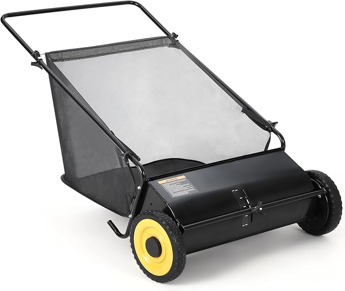 21" Manual Lawn Sweeper with 4-Brush System, 3.5 Cu.ft. Collector Bag, Adjustable Height for Leaves, Grass & Yard Debris