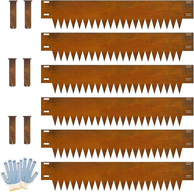 Metal Landscaping Edging, 6Hx40L-Inch Cor Ten Steel Landscape Edging, 6-Pack Rust-Finish
