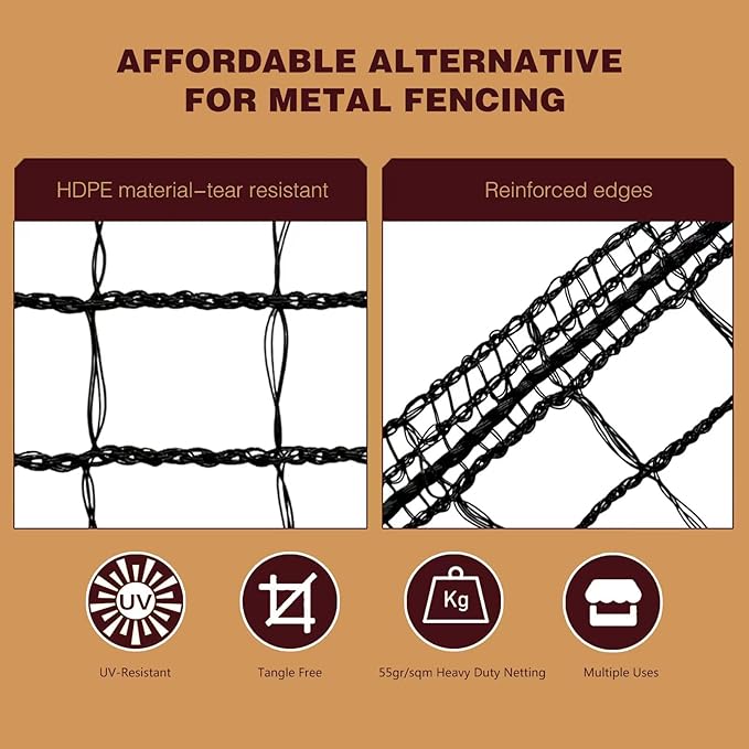 Plastic Mesh Fence Deer Fencing 4x75ft,Reinforced Edges,55gsm Heavy Duty Temporary Fence,Ideal for Garden Netting,Animal Barrier,Safety Netting, Fruit Plant Protection, Black