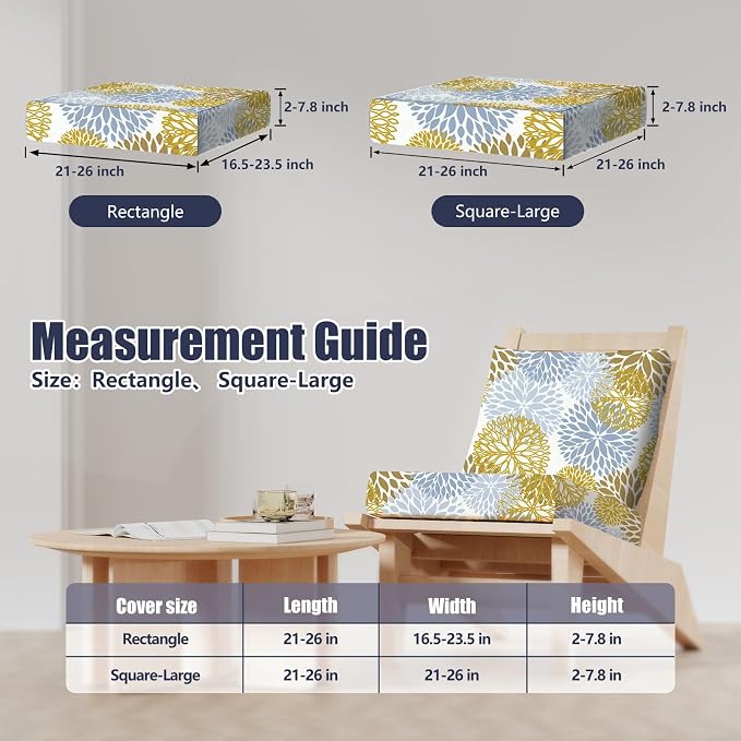 8Pcs Stretch Patio Cushion Covers, Outdoor Couch & Sofa Replacement Slipcovers for Patio Furniture Cushion Covers, Washable Reusable Furniture Protector