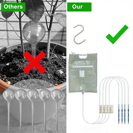 3PCS 6.5L Plant Self Watering Bag, Automatic Drip Irrigation System with 4 Adjustable Outlets & Precision Flow Control Valves, Waterer for Indoor Outdoor Potted Plants & Flowers, Vacation Care