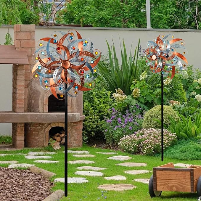 DREAMYSOUL Large Wind Spinner Outdoor, 20 Inches Dia Vintage Metal Windmills, Kinetic Wind Spinners & Sculpture for Yard and Garden