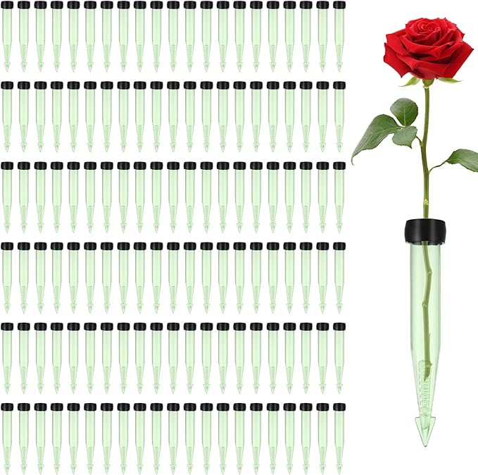 LDHHYH 150 Pack 4 Inch Floral Water Tubes with Caps, Plastic Green Flower Water Tubes, Water Tubes for Flower, Single Floral Tubes for Fresh Flower Arrangement Decoration
