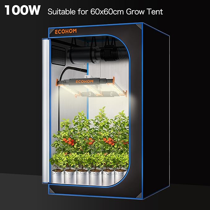 ECOHOM Bar 100W LED Grow Light, Full Spectrum, Dimmable, Daisy Chain, High PPFD, 2x2/3x3ft Coverage, for Indoor Plants Seed Starting, Vegs and Bloom, Retractable, Pro Lamp for Grow Tent Commercial Use