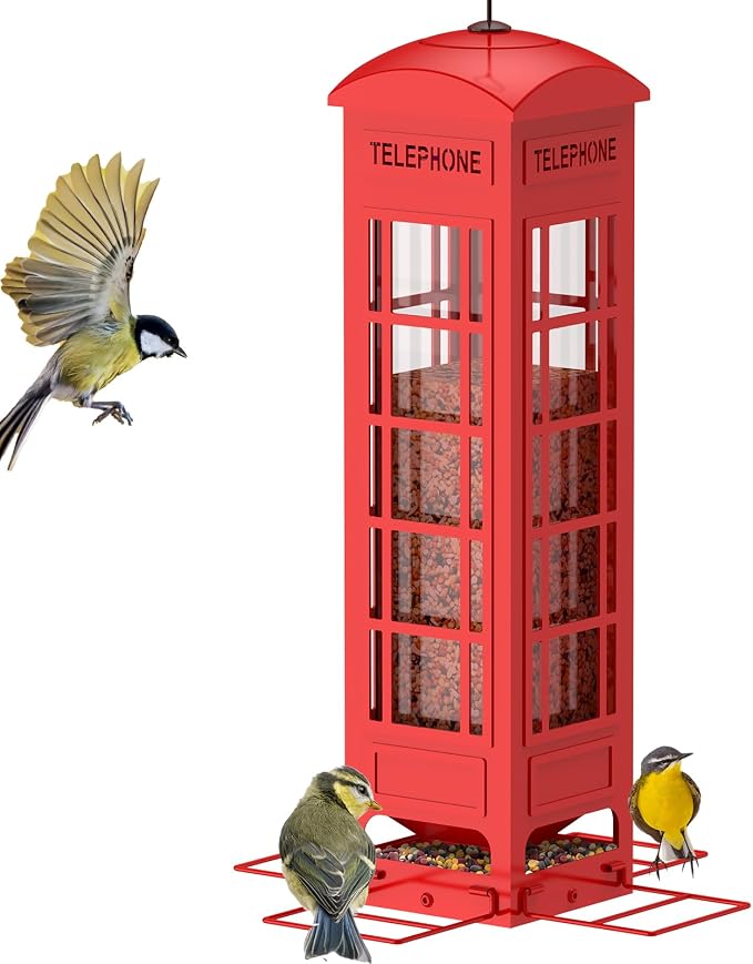 Metal Squirrel Proof Bird Feeder Green + Metal Squirrel Proof Bird Feeder Red
