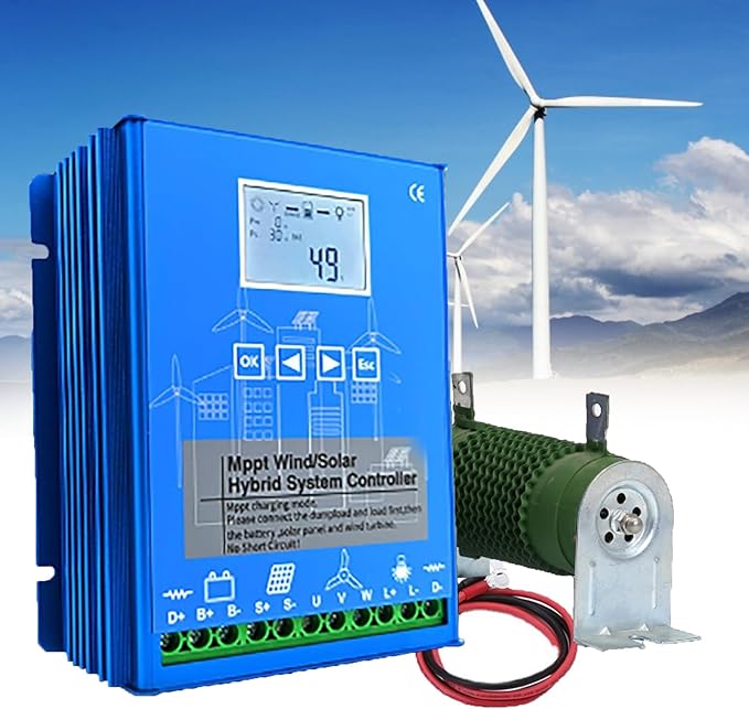 15000W Wind Solar Hybrid Charge Controller 12V 24V MPPT Boost Charge Regulator with LCD Display and Dump Load,12V/24V