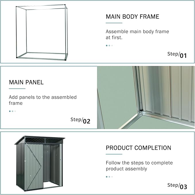 KEIKI 5x3 FT Outdoor Metal Storage Shed with Transparent Plate and Lockable Door for Garden Yard