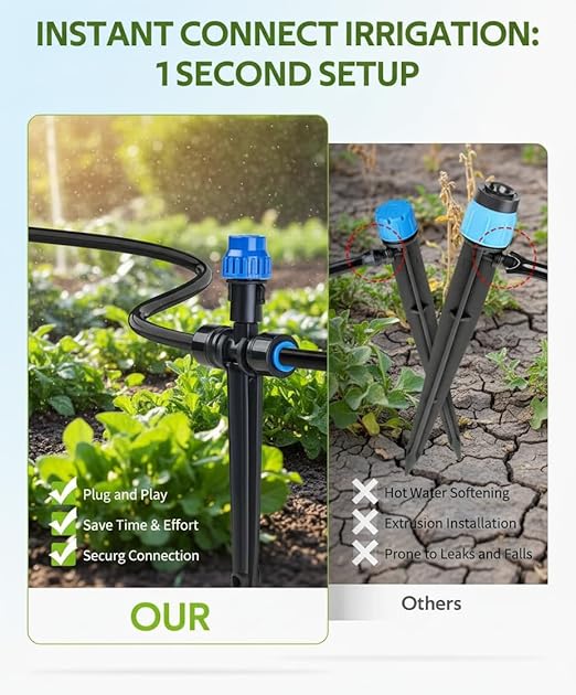 Drip Irrigation System，1/4" Blank Distribution Tubing Watering Hose, DIY Micro Sprinkler Automatic Plant Waterer for Garden, Greenhouse, Raised Bed, Patio & Outdoor Plants （118FT