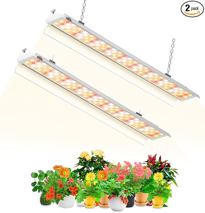 SZHLUX LED Grow Light 2FT Full Spectrum 2 Pack 80W (2×40W, 600W Equivalent) Sunlight Plant Light for Indoor Plants, Super Bright Grow Light Strips, Linkable Growing Light Fixture