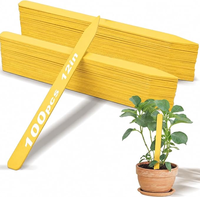 Weysat 200 Pcs 12" Wood Plant Labels for Field or Containers Plant Tags Wood Garden Labels for Seedling Stakes Markers Nursery Seed Tags with Smooth Surface for Pot Herbs Flowers Vegetables (Yellow)