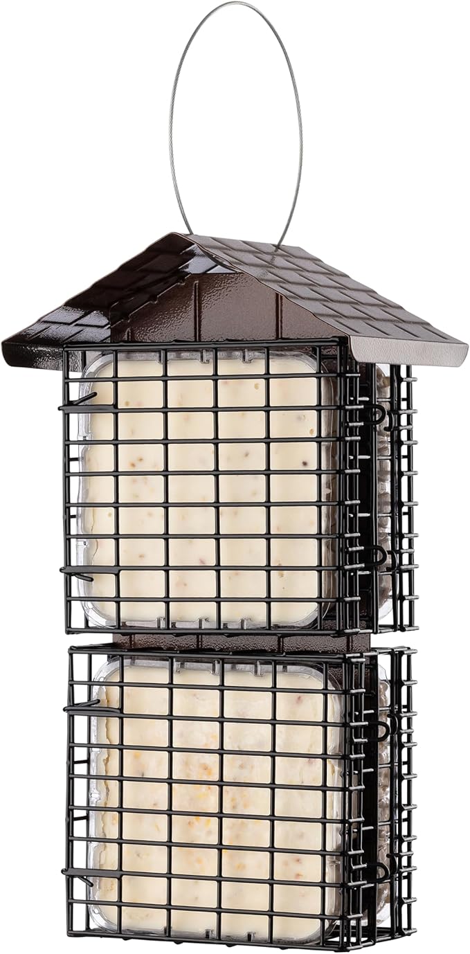 More Birds 4 Cake Suet Buffet Bird Feeder with Metal Roof, 4 Suet Cake Capacity