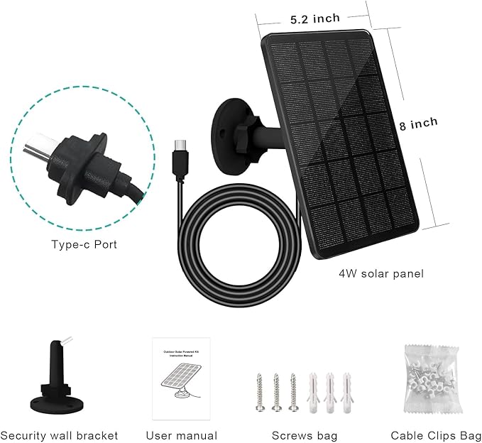 Solar Panel for Blink Camera Outdoor, Solar Panel 4W Compatible with Blink Outdoor 4 (4th Gen) Camera, Solar Charger for Camera with 13.12Ft Outdoor Power Cable, 360° Adjustable Mount, 3 Pack