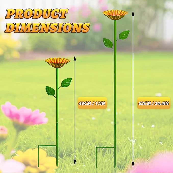 Mellbree Bee Watering Station, 6-Pack Metal Flower Bee Bath for Garden – Attract Butterflies & Pollinators – Colorful Outdoor Garden Stakes for Yard, Patio, Butterfly Garden, Gardening Essentials