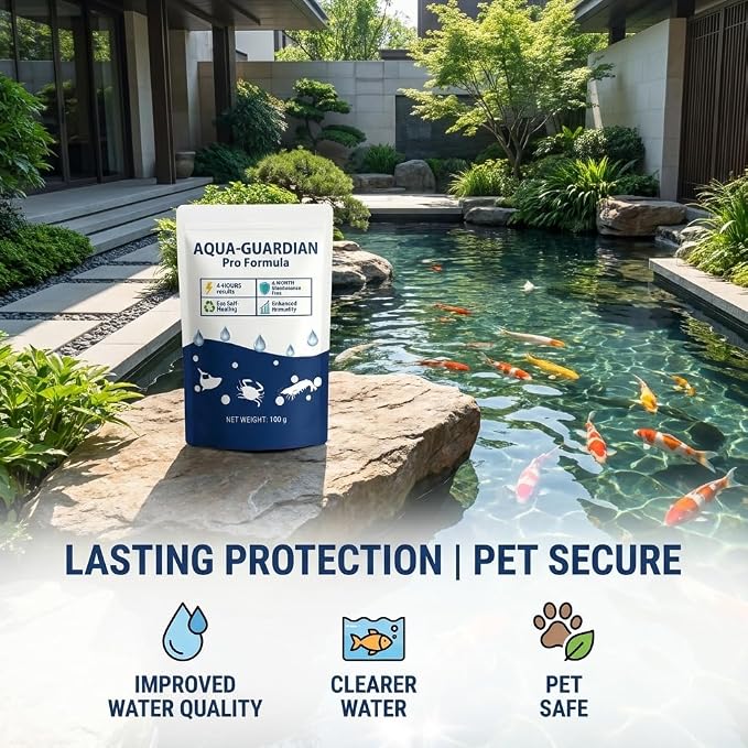 Aqua Guardian Pro Formula for Pond, Long-Lasting Clean Water, Easy to Use, Fish, Pets & Plants Safe (1 Pack, 100 g/Pack)