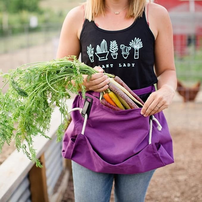 Roo Gardening Apron with Pockets for Women & Men - Canvas Garden Apron with Harvesting Pouch, Water-Resistant, Washable