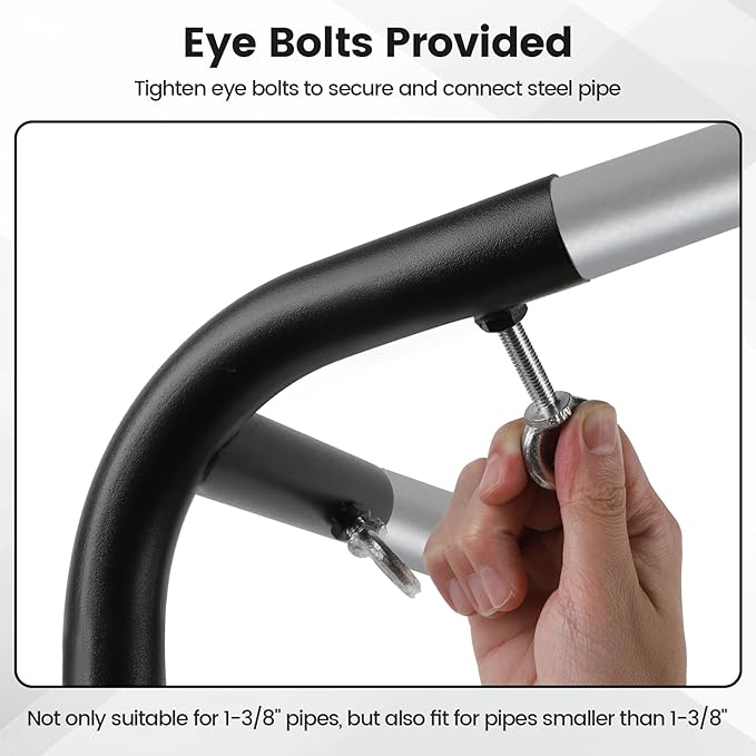 1 3/8'' Canopy Fittings for 8 Leg Carport Frame Parts, Black Canopy Pipe Fittings with Eye Bolts, Carport Frame Kit Low Peak Connectors with 156 Degree Angle(20Pcs)