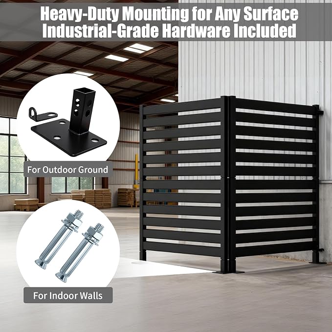 38" W x 63" H Narrow Privacy Screen Panels, Slim Wrought Iron Fence for Side Yard & Tight Spaces - Use as AC Unit Cover or Patio Divider