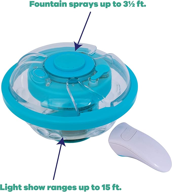 GAME LED Pool Lights for Above Ground & Inground Pools - Waterproof Floating Light Show with Multiple Color Modes - Easily Installable - Remote Controlled | Classic with Fountain (Blue)