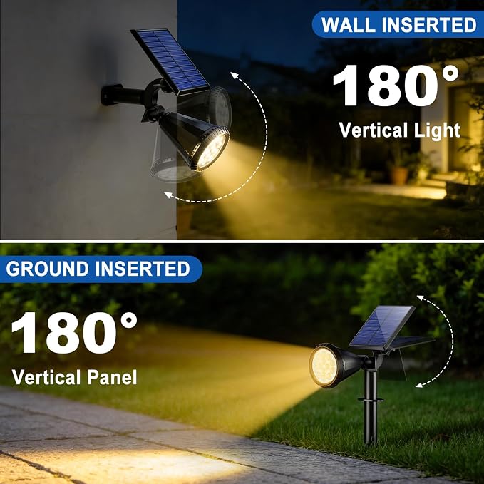 WELALO Solar Spot Lights Outdoor Waterproof IP65, 10 Pack 4 Lighting Modes Solar Powered Landscape Spotlights with Auto On/Off, Solar Garden Christmas Yard Pathway Wall Lights for Outside, Warm White