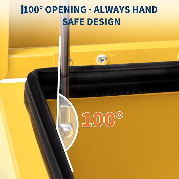 Heavy Duty Steel Truck Toolbox – 76x38x38cm – Gas Shock Lid – t-Handle Lock – Weatherproof Rubber Seal – Secure Underbody Storage Chest – Fits Pickup, Truck Bed, RV, Trailer